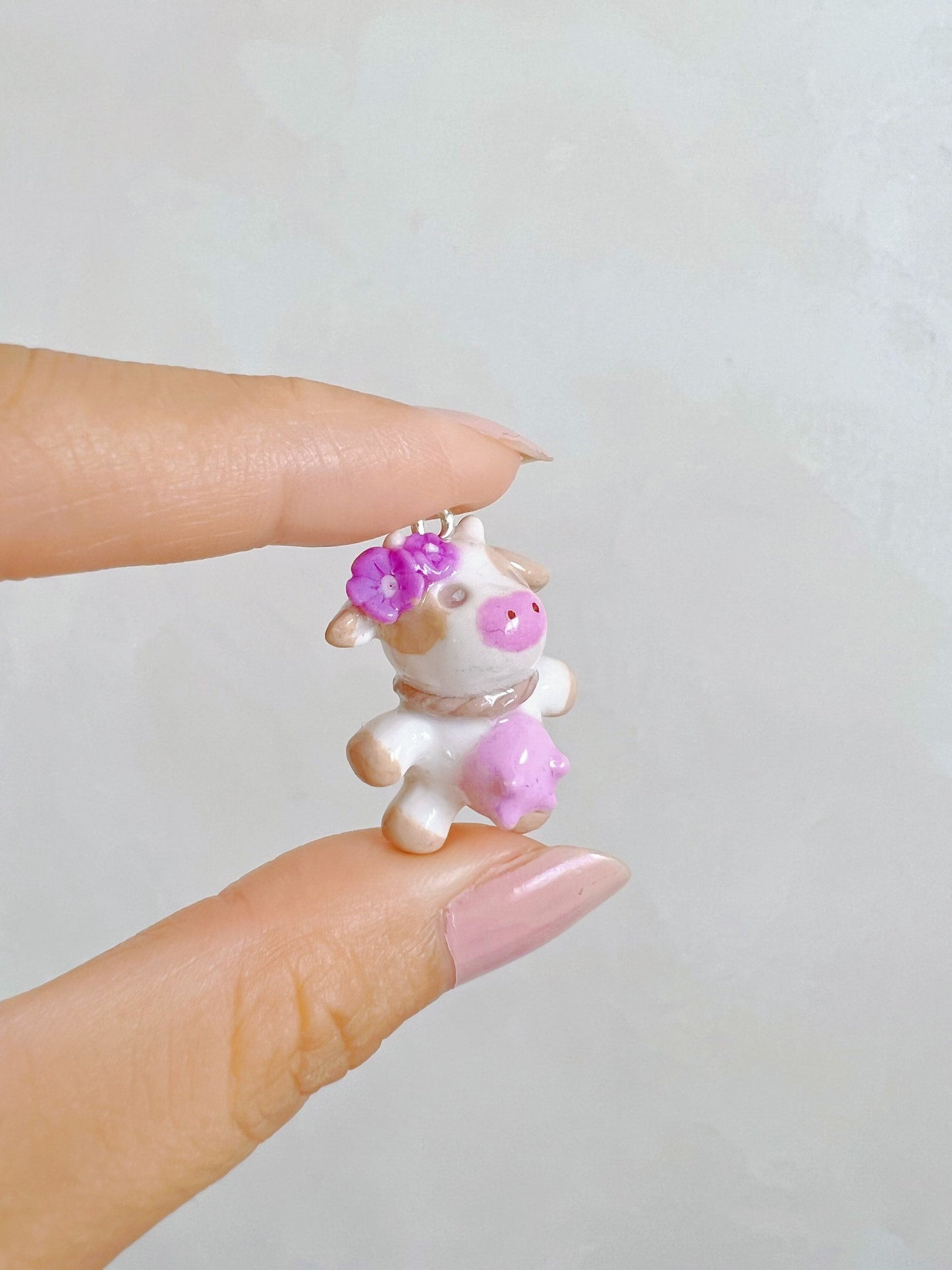 purple cute cow charm