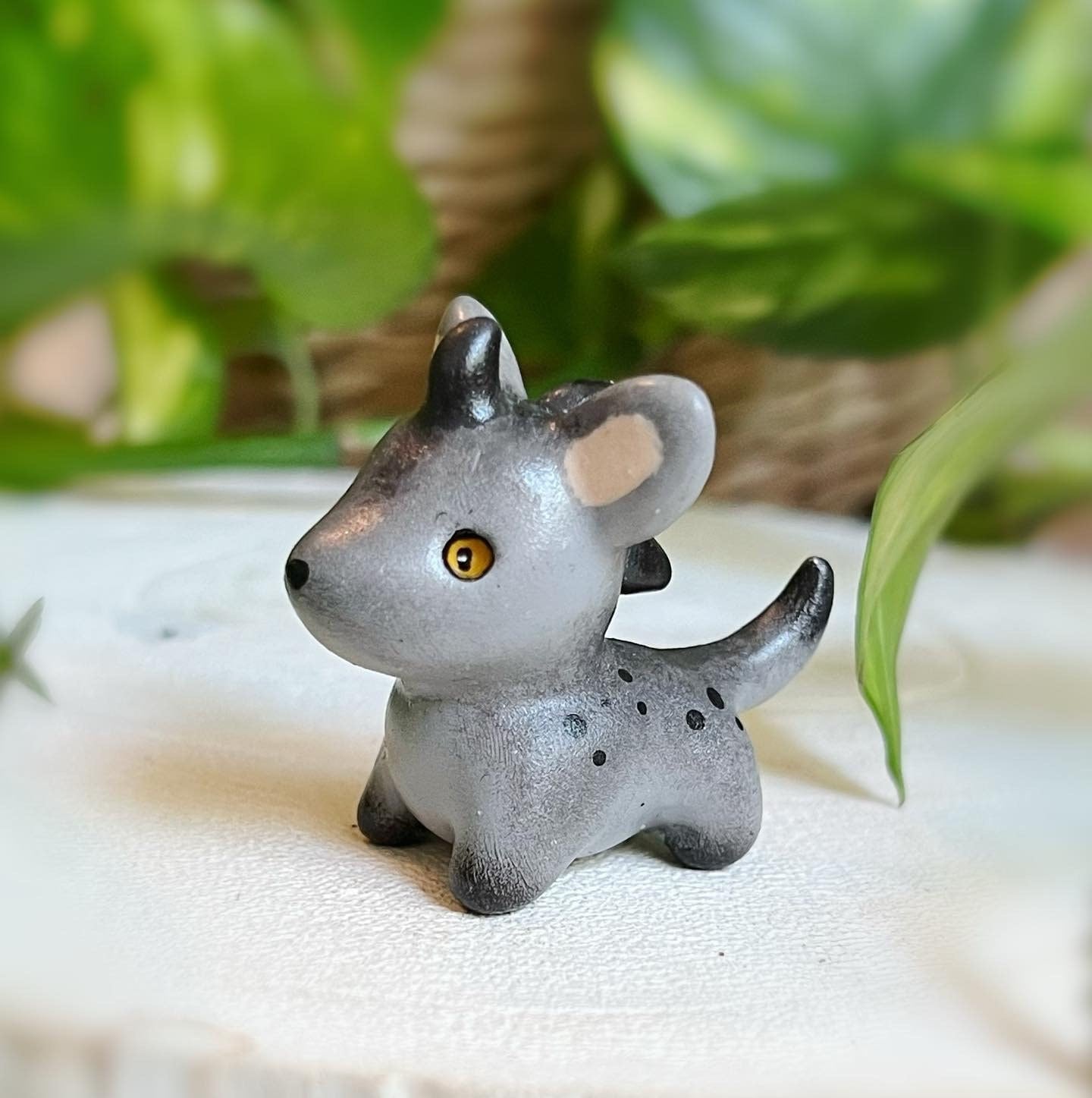 Handmade cute polymer clay chupacabra dog , kawaii office friend, mythological creature