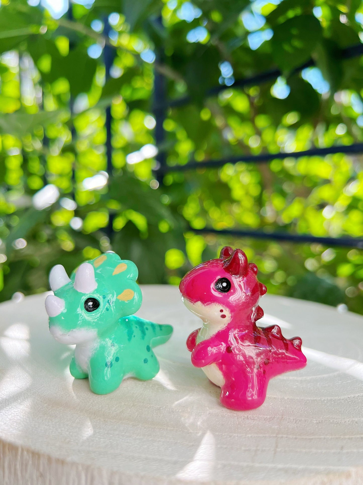 polymer clay handmade cute dino carnotaurus, office friend kawaii dinosaur